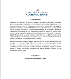 Presidente de Panamá rechaza declaración de Trump sobre el Canal de Panamá 