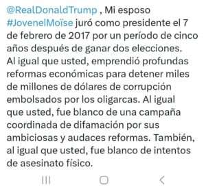 Viuda de Jovenel Moïse pide a Trump desclasificar documentos sobre su fallecimiento