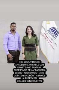 Faride Raful se reúne con propietario de barbería involucrada en incidente con la Policía Nacional