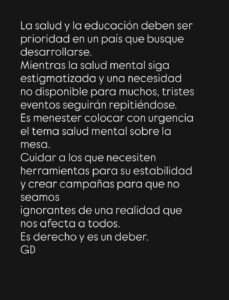Gabi Desangles llama a priorizar la salud mental en las políticas públicas del país