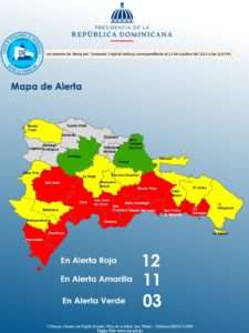 COE mantiene 12 provincias en alerta roja por lluvias de la tormenta tropical Melissa