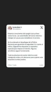 Policía Nacional desplegada para garantizar seguridad tras apagón general