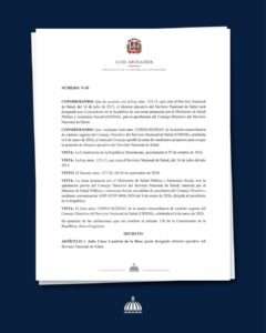 Mediante el Decreto núm. 6-26, queda designado el Dr. Julio César Landrón de la Rosa como director ejecutivo del Servicio Nacional de Salud.