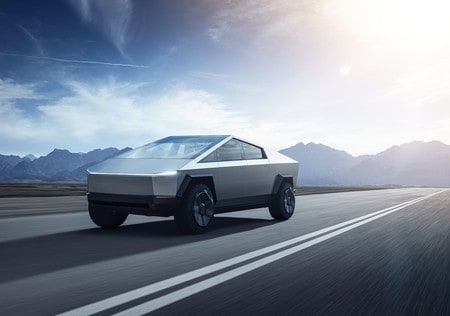 Dron graba los trabajos de Tesla en el nuevo prototipo de Cybertruck