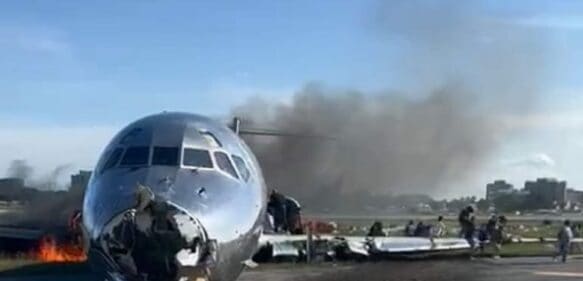 Siete heridos en avión que se incendió al aterrizar en aeropuerto de Miami