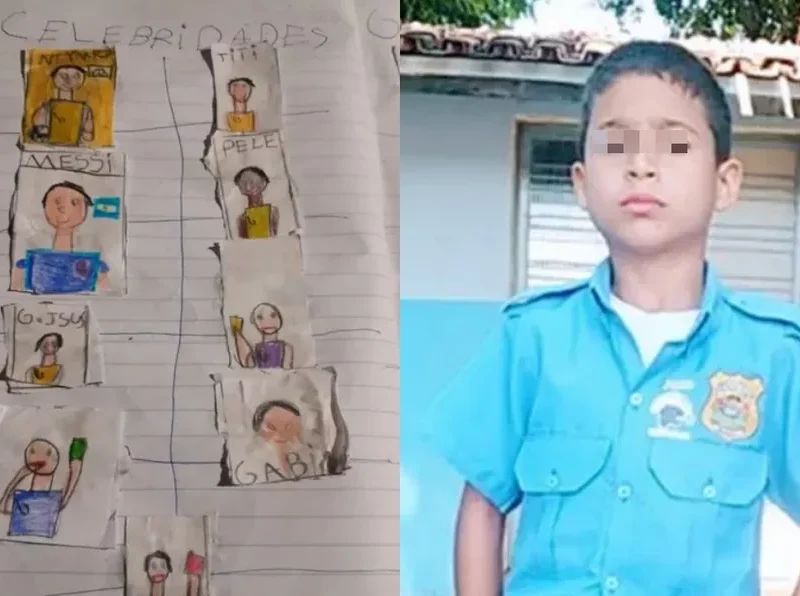 Niño de 8 años dibuja su propio álbum del Mundial porque sus padres no tienen dinero