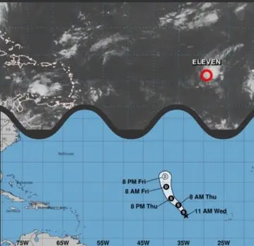 Se forma la depresión tropical #11 en el Atlántico