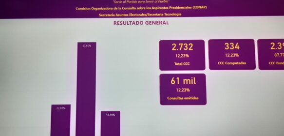 Con el 12.23% del total de votos computados Abel Martínez va a la delantera con el 57.50%