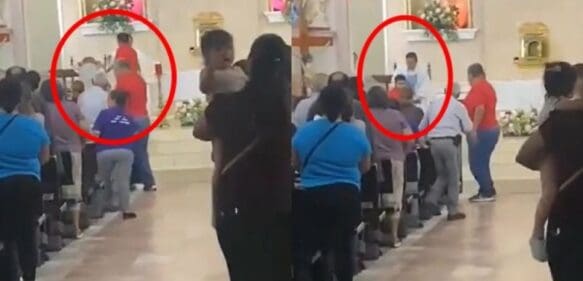 Sacerdote saca a empujones a hombre que interrumpió misa en Navolato, Sinaloa (Video)