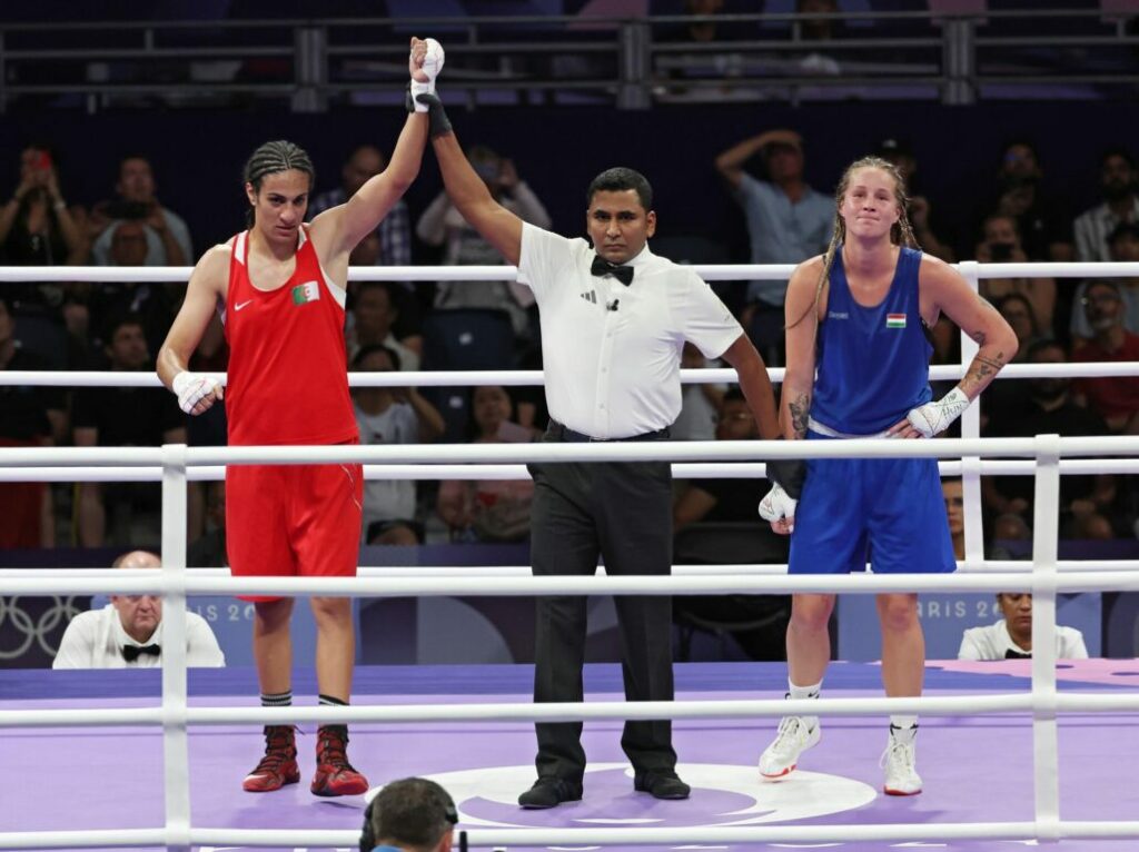 La argelina Imane Khelif se impuso a la húngara Lucca Anna Hamori por decisión unánime (5-0) en los cuartos de final de la categoría de 66 kilogramos de la competición de boxeo de los Juegos Olímpicos de París 2024 y se aseguró una medalla.