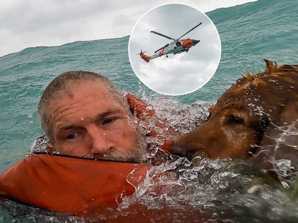 Un hombre y su perro fueron rescatados tras vararse en el mar durante el huracán Helene