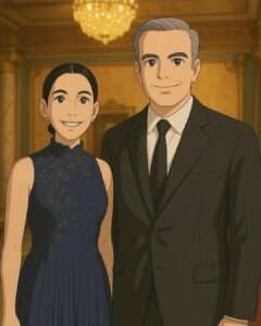 Abinader se une a la tendencia de caricaturas estilo Ghibli con su esposa Raquel Arbaje
