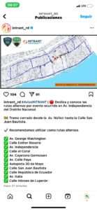 conoce las rutas alternas por evento ocurrido en Av. Independencia del Distrito Nacional.
