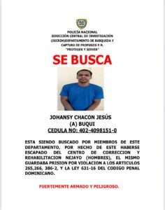 Policía Nacional activa búsqueda de prófugo evadido del CCR Najayo Hombres