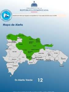 Aumenta a 12 provincias bajo alerta verde ante pronóstico de aguaceros y tormentas