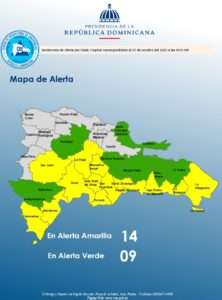 COE ratifica 14 provincias en alerta amarilla
