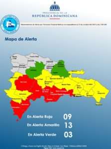 COE mantiene 25 provincias bajo alerta por efectos de la tormenta tropical Melissa