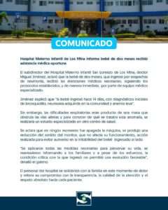 Hospital reitera que bebé fallecida fue atendida conforme a protocolos médicos